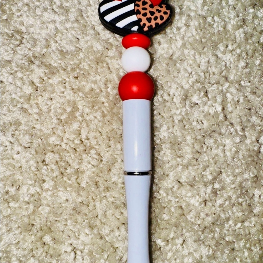 Lovely Hearts Beaded Pen Handcrafted